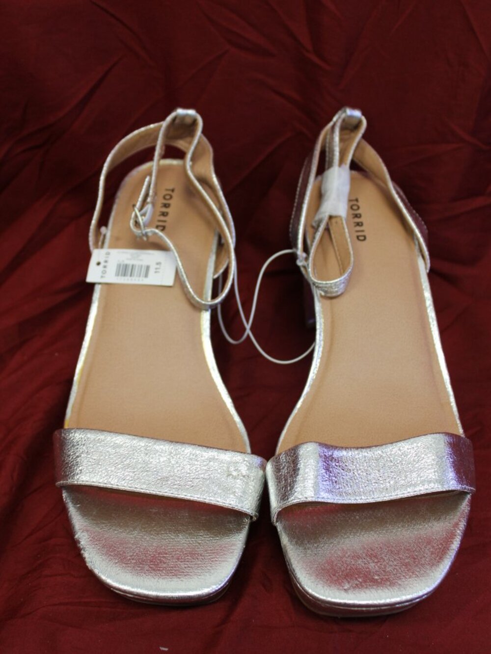 Torrid metallic silver open-toe ankle-strap sandals size 11 1/2